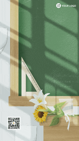 手绘教师节祝福老师动态手机海报 模板ID:38564