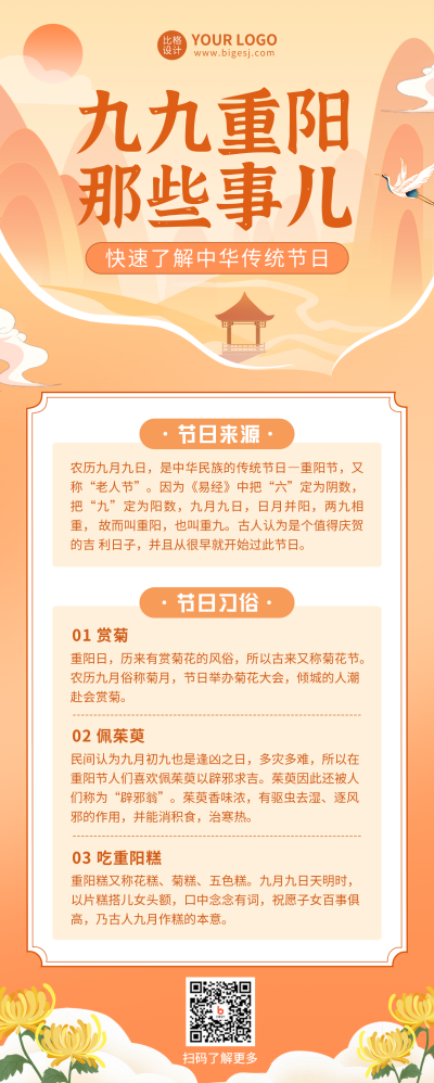 重阳节习俗科普长图海报 模板ID：39242