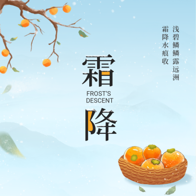霜降手绘方形海报 模板ID：40237
