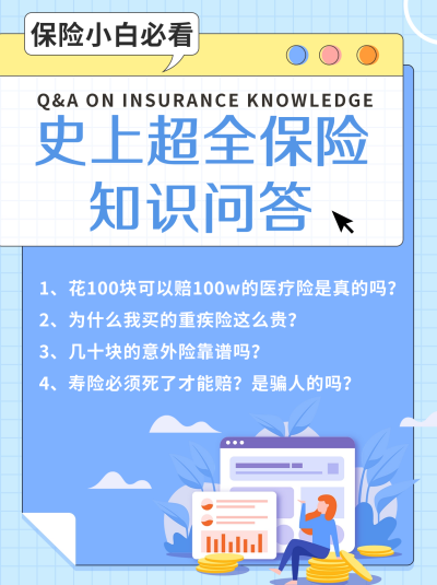 知识科普保险问答小红书封面 模板ID:41348