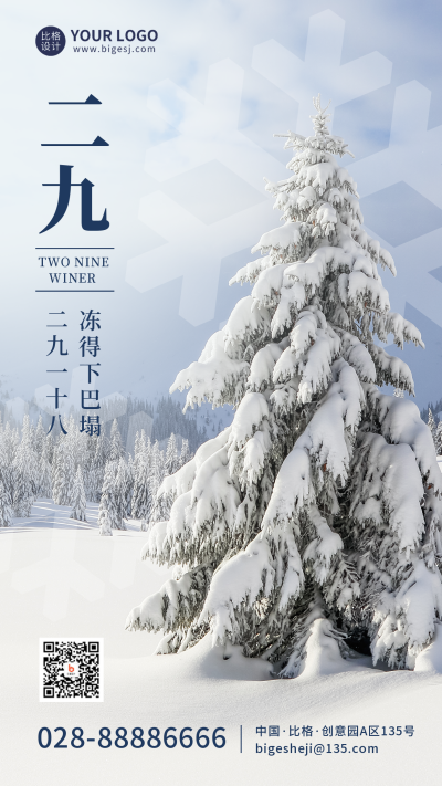 二九节气冬天宣传手机海报 模板ID：43017