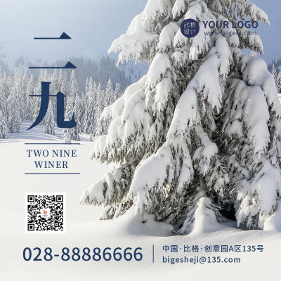 数九实景宣传方形海报 模板ID:43248