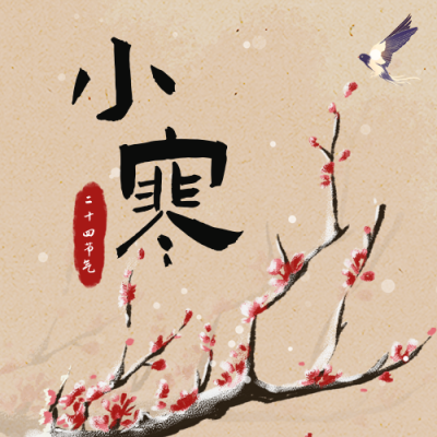 手绘冬季小寒节气梅花公众号封面次图 模板ID：44061