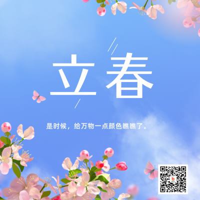 春天立春二十四节气花朵方形海报 模板ID：44936