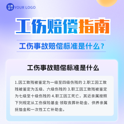 新闻热点政策解读工伤赔偿指南方形海报 模板ID：45921