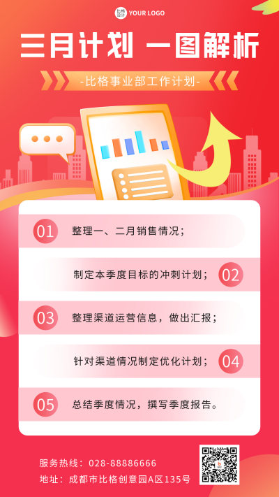 三月工作计划清单手机海报 模板ID:46497