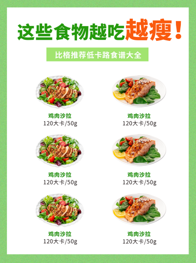 低卡路美食干货推荐小红书封面 模板ID：46872