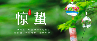 春天惊蛰二十四节气风铃实景公众号封面首图 模板ID：47271
