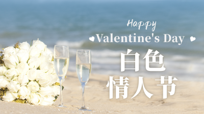 浪漫白色情人节520实景海边公众号新图文封面图 模板ID：47670