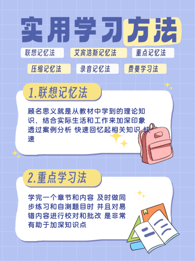 蓝色手绘风学习记忆法小红书封面 模板ID:48130