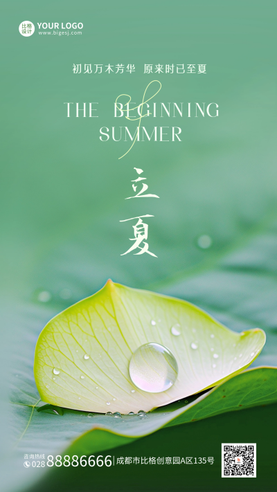 立夏清新实景手机海报 模板ID:50593