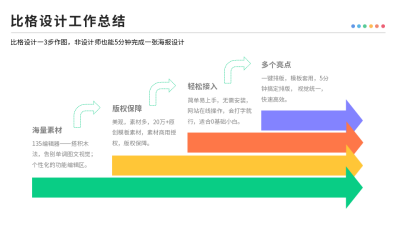 彩色箭头PPT单页 模板ID：53102