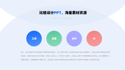 渐变词云突出正文排版PPT单页 模板ID：54257