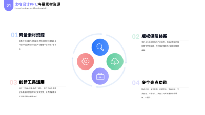 简约商务企业工作四项并列PPT单页 模板ID：54208