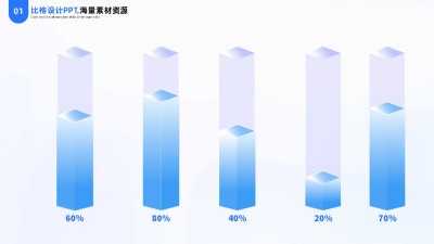 简约商务企业工作总结立体方柱并列PPT单页 模板ID：54164