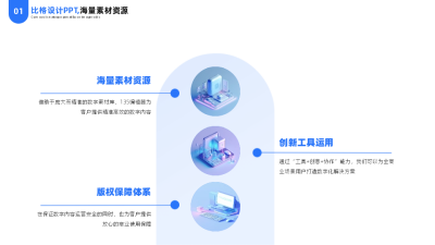 简约商务互联网科技三项逻辑流程PPT单页 模板ID：54159