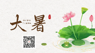 手绘中国传统大暑节气荷花动态二维码 模板ID：54873
