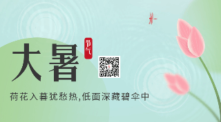 手绘中国传统大暑节气荷花动态二维码 模板ID：54879