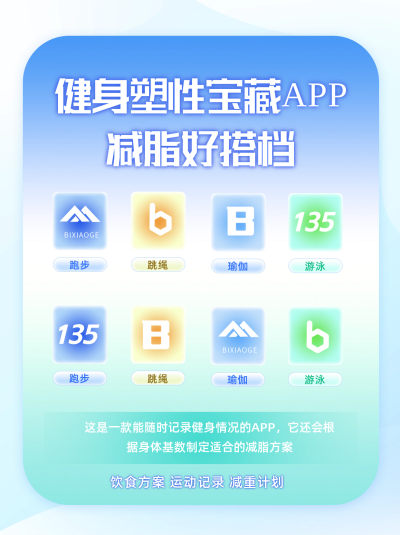 简约商务健身APP分享小红书封面图 模板ID：55026