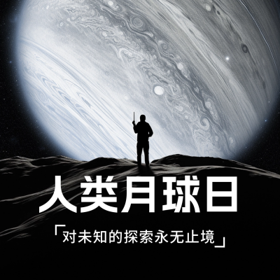 人类月球日实景方形海报 模板ID:55221