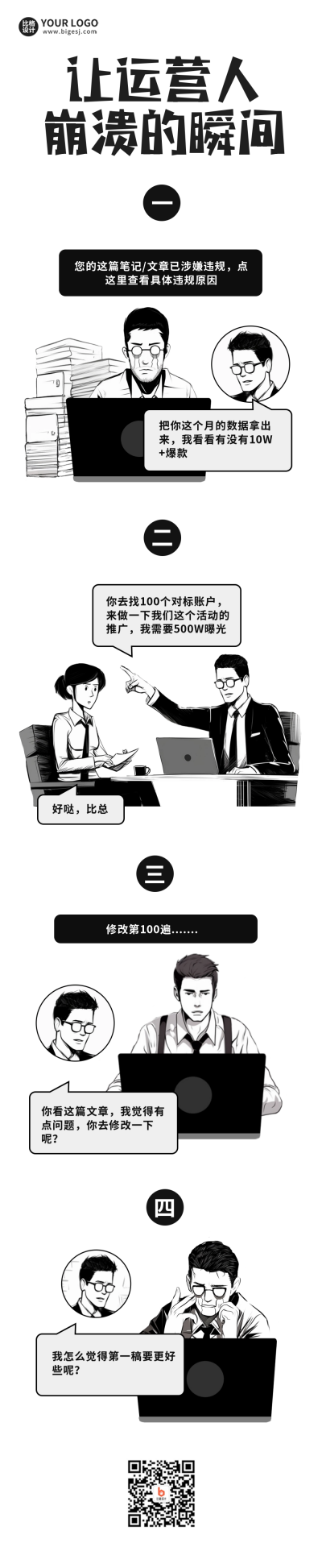 打工人崩溃瞬间趣味条漫 模板ID:55835