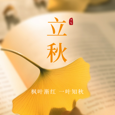 立秋银杏叶日签方形海报 模板ID：55921