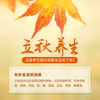 立秋养生科普方形海报 模板ID：55910