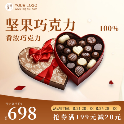 七夕节巧克力电商活动商品主图 模板ID:56854
