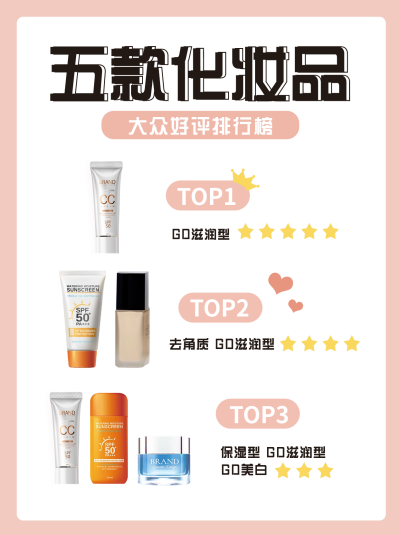 化妆品新品推荐排行榜小红书封面 模板ID:57038