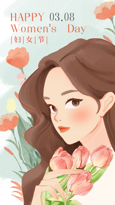 妇女节手绘宣传海报 模板ID：63561