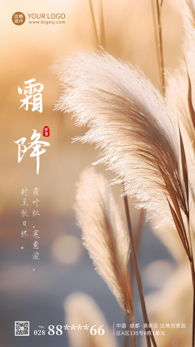 霜降节气风景实景海报 模板ID:58629