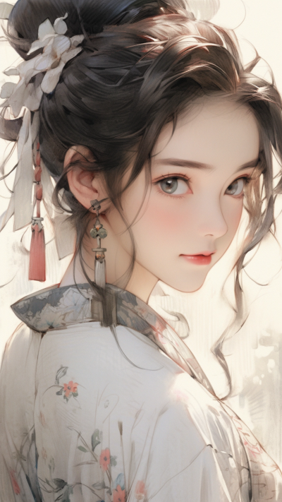 古风美女手机壁纸 模板ID：58882