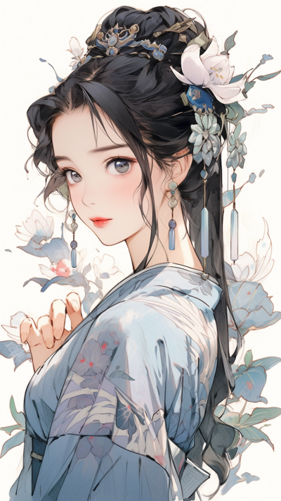古风美女手机壁纸 模板ID：58886