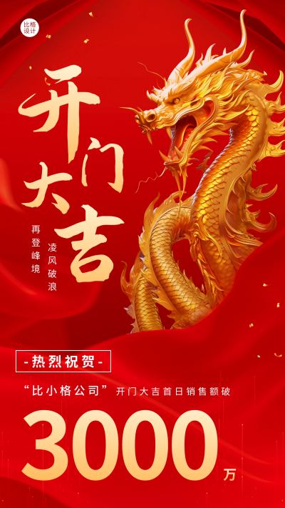 开门大吉喜庆祝贺海报 模板ID：59466