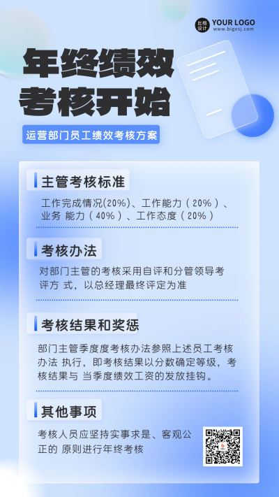 绩效考核宣传海报 模板ID:60032