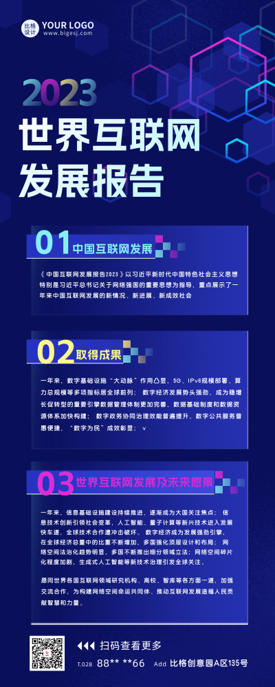 互联网宣传长图海报 模板ID:60481