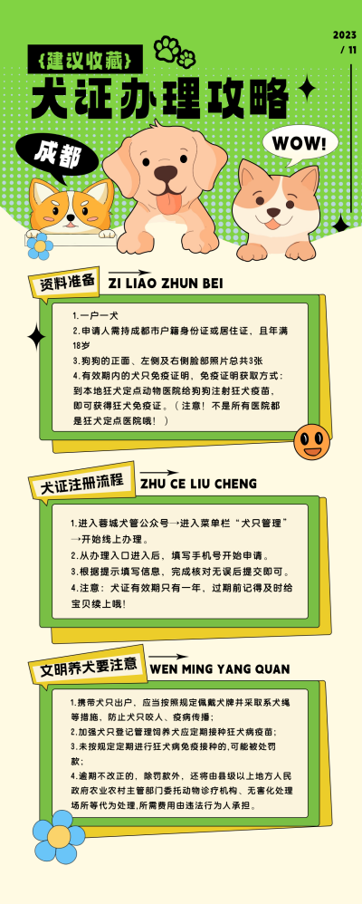 办狗证宣传长图海报 模板ID：60479