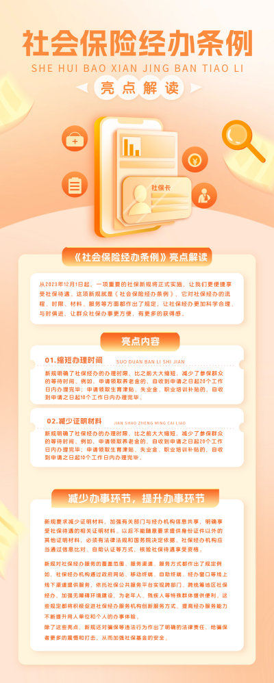 社会保险政策解读长图海报 模板ID：60738