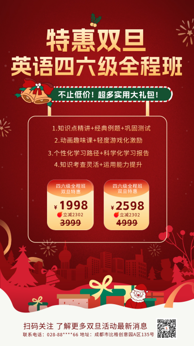英语四六级课程宣传海报 模板ID:60774
