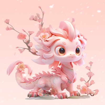 粉色3D龙年头像 模板ID：60856