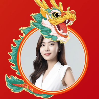 手绘风龙年头像框 模板ID：60913