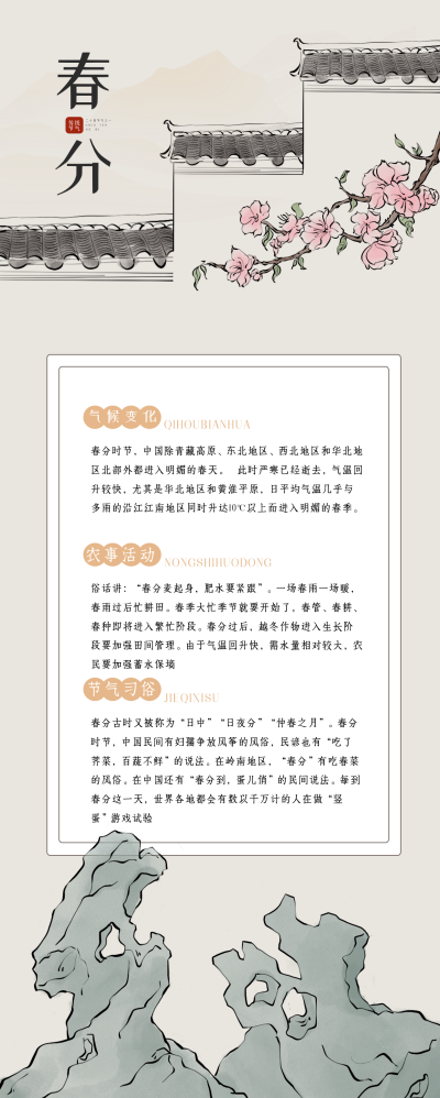 春分节气科普长图海报 模板ID:63748