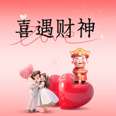 财神节遇情人节公众号封面次图 模板ID：62487