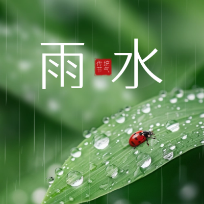 雨水节气实景七星瓢虫封面次图 模板ID：62505