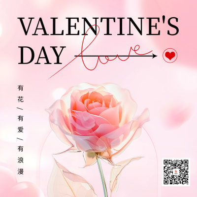 情人节祝福宣传弥散风方形海报 模板ID：62603
