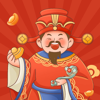可爱卡通手绘风财神头像 模板ID：62931