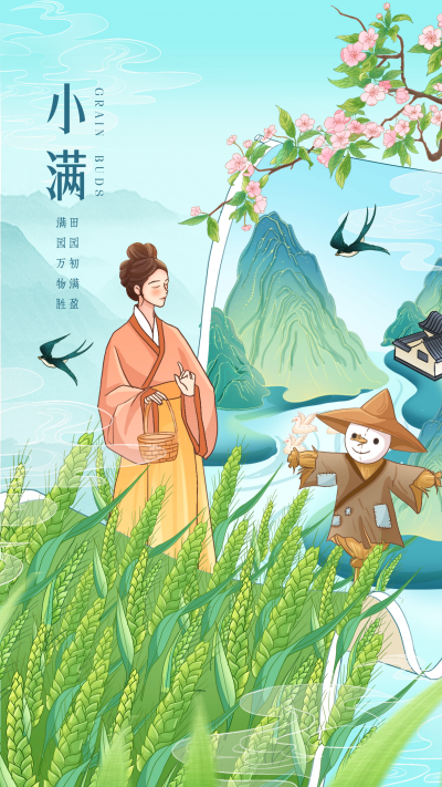 小满节气宣传海报 模板ID:64640