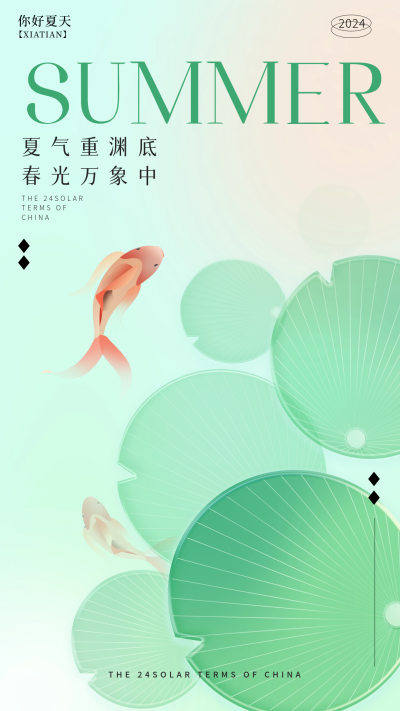 夏天你好日签宣传海报 模板ID:64661