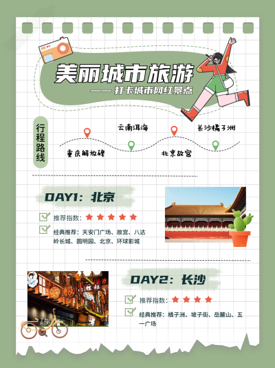 旅游出行推荐分享路线小红书封面 模板ID:64682