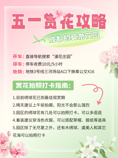 五一赏花攻略分享小红书封面 模板ID：65168